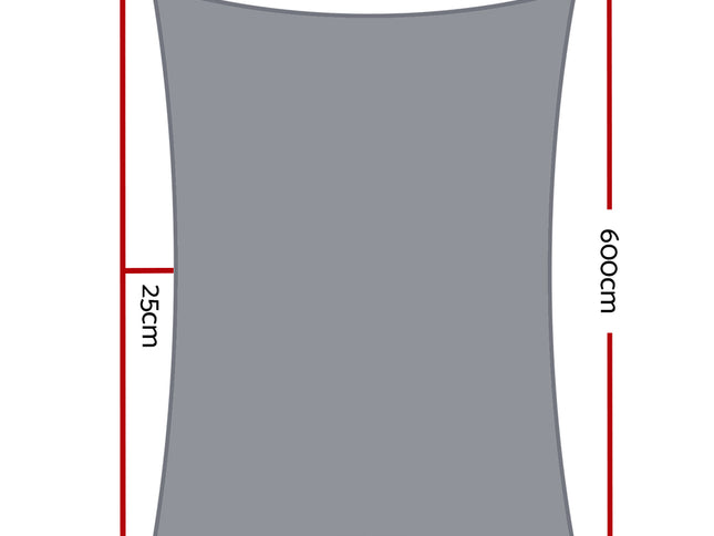 Instahut Shade Sail 4x6m Rectangle 280GSM 98% Grey Shade Cloth