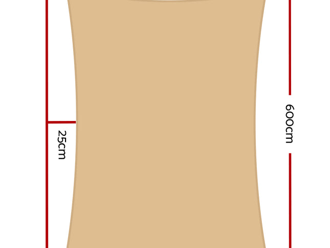 Instahut Shade Sail 4x6m Rectangle 280GSM 98% Sand Shade Cloth
