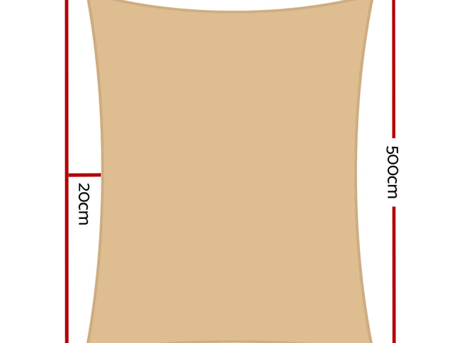 Instahut Waterproof Shade Sail 3x5m Rectangle Sand 95% Shade Cloth