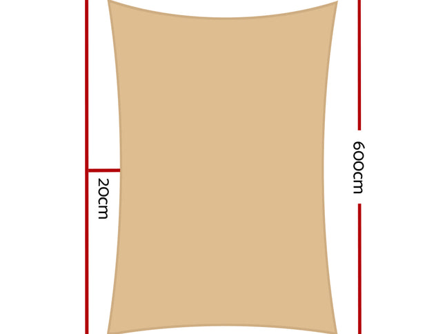 Instahut Waterproof Shade Sail 3x6m Rectangle Sand 95% Shade Cloth