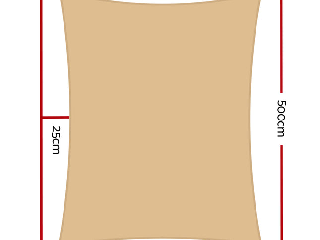 Instahut Waterproof Shade Sail 4x5m Rectangle Sand 95% Shade Cloth