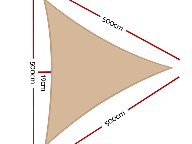 Instahut Waterproof Shade Sail 5x5x5m Rectangle Sand 95% Shade Cloth