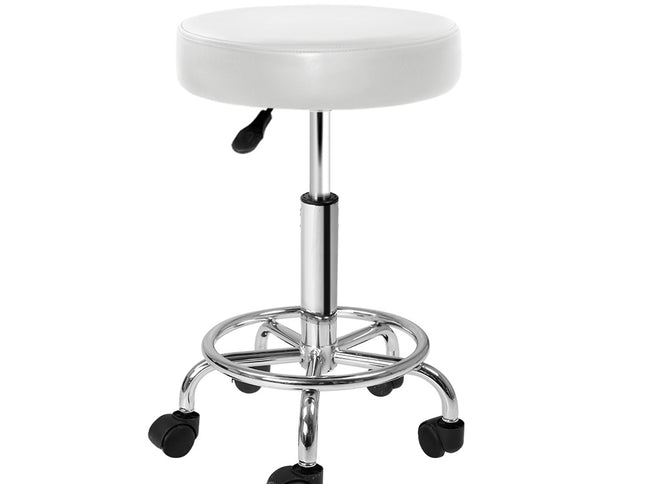 Artiss Salon Stool Round Swivel Chair White