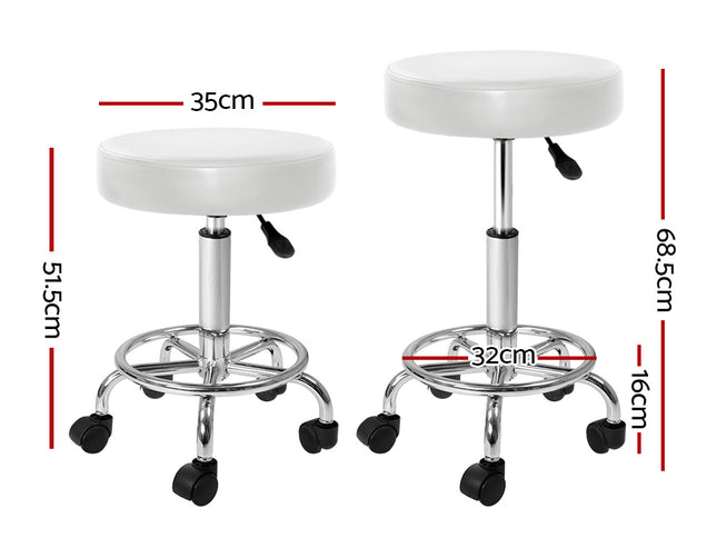 Artiss Salon Stool Round Swivel Chair White