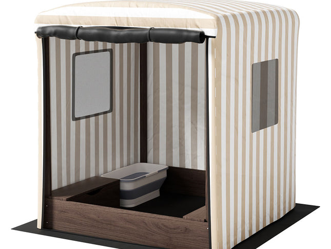 Keezi Kids Sandpit Wooden Sandbox Sand Pit with Canopy Window 120cm