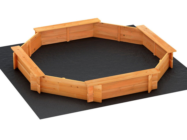 Keezi Kids Sandpit Wooden Round Sand Pit with Cover Bench Seat Beach Toys 182cm