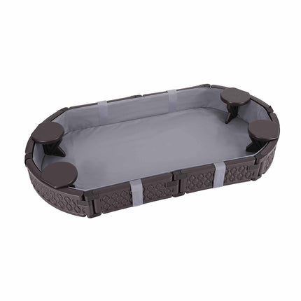 Keezi Kids Sandpit Toys Outdoor Sandbox Oval Sand Pit 4 Seats Grey Cover