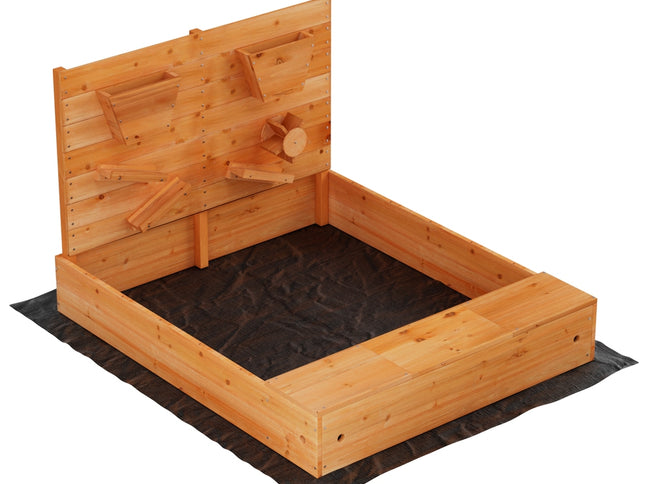 Keezi Kids Sandpit Wooden Sandbox Sand Pit with Cover Funnel Outdoor Toys 120cm