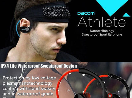 Red Dacom Athlete Bluetooth Earphones With Mic - Sport Running Stereo-1915196589887066119