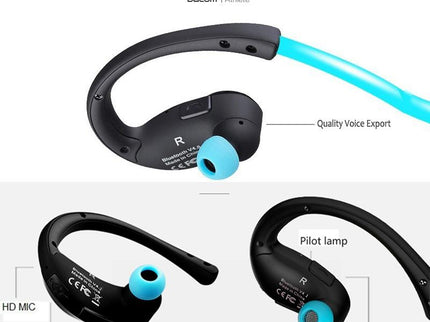 Red Dacom Athlete Bluetooth Earphones With Mic - Sport Running Stereo-1915196589887066120