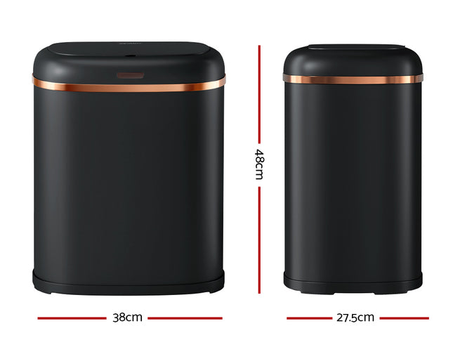 Devanti 38L Motion Sensor Bin Rubbish Automatic Black