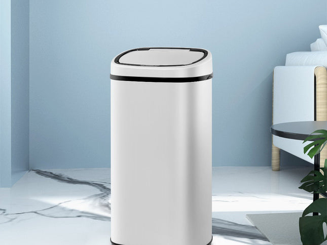 Devanti 58L Motion Sensor Bin Rubbish Automatic White