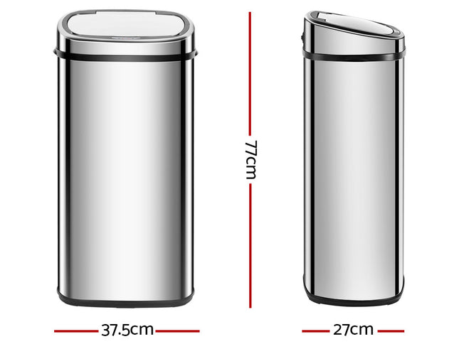 Devanti 68L Motion Sensor Bin Rubbish Automatic Silver