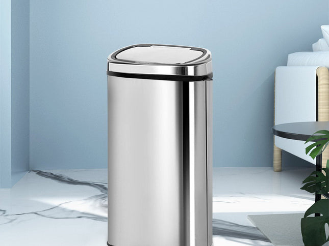 Devanti 68L Motion Sensor Bin Rubbish Automatic Silver