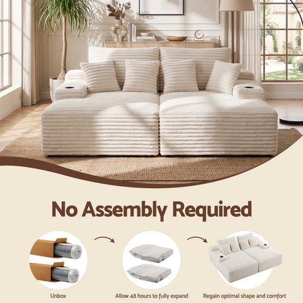 Artiss Double Chaise Lounge Sofa 2-Seater Modular Sofa Lounge Chair Couch Beige