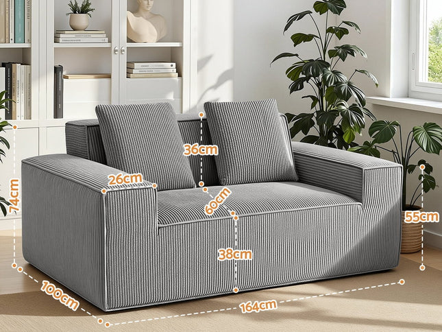 Artiss 2 Seater Sofa Loveseat Sofas Bed Couch No Assembly Corduroy Small Couches Apartement