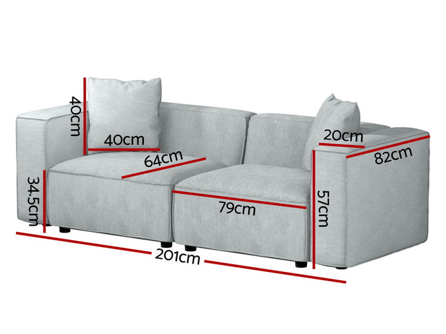 Artiss Modular Sofa Chaise Set 2-Seater Grey