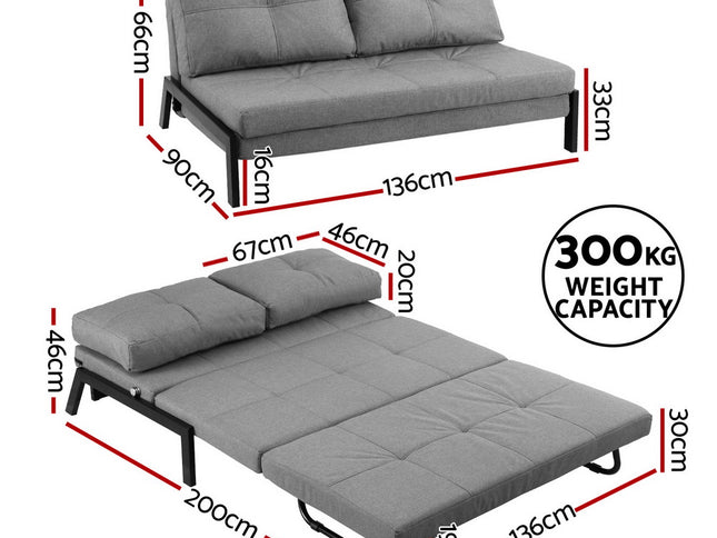 Artiss Sofa Bed 2 Seater Folding Convertible Couch Recliner Lounge Chair