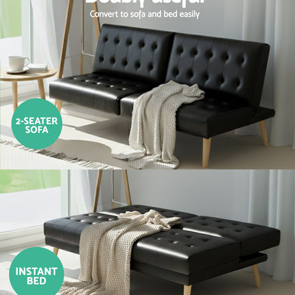 Artiss Sofa Bed Couch 1 Seater Lounge Fabric Black