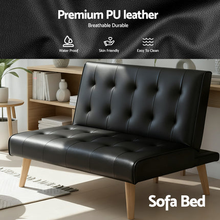 Artiss Sofa Bed Couch 1 Seater Lounge Fabric Black