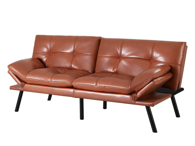 Artiss Sofa Bed Convertible 3 Seater Couch Recliner Lounge Chair Leather Brown