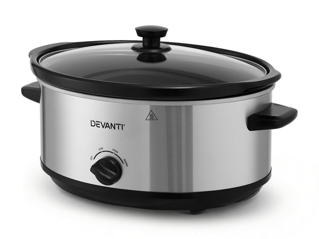 Devanti 6.5L Slow Cooker Electric Multi Cooker with 3 Heat Settings and Keep Warm Function