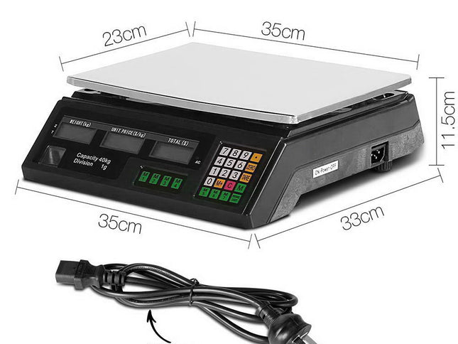 Emajin Scales Digital Kitchen 40KG Weighing Scales Platform Scales Black LCD