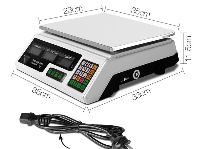 Emajin Scales Digital Kitchen 40KG Weighing Scales Platform Scales White LCD