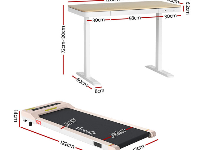Artiss Electric Treadmill with 120cm Automatic Standing Desk Walking Pad 360mm