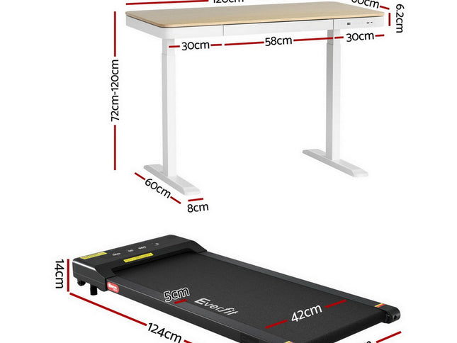 Artiss Electric Treadmill with 120cm Automatic Standing Desk Walking Pad 400mm