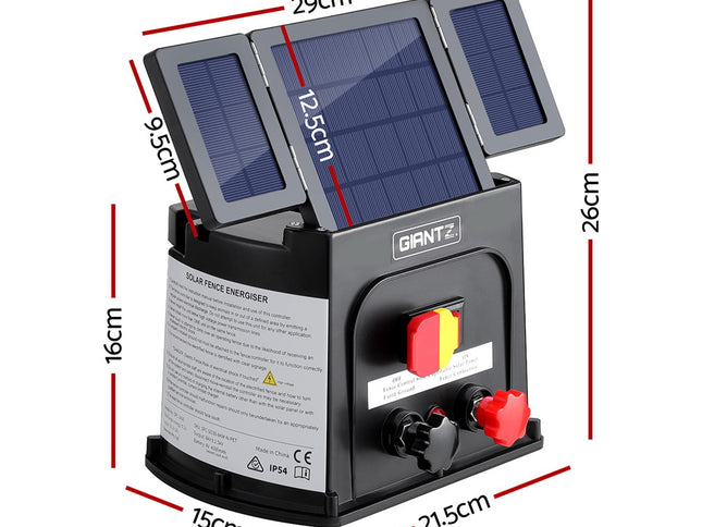 Giantz 3km Electric Fence Energiser PET Solar Energizer 0.1J