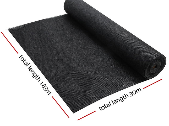 Instahut 90% Shade Cloth 1.83x30m Shadecloth Sail Heavy Duty Black