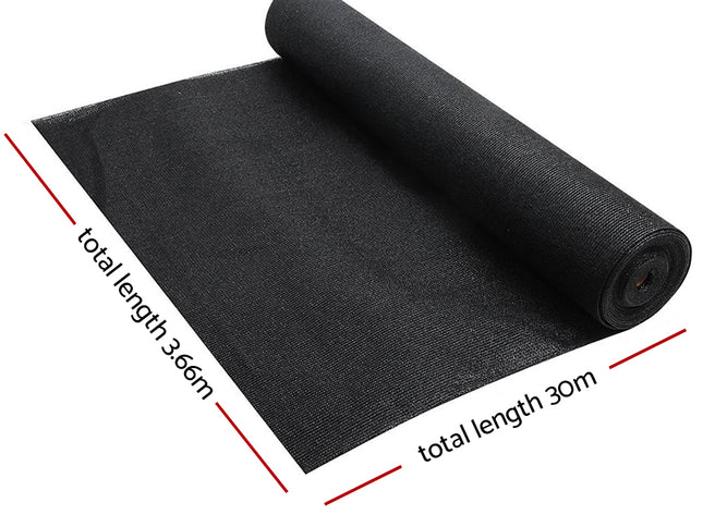 Instahut 70% Shade Cloth 3.66x30m Shade Cloth Sail Heavy Duty Shadecloth Garden Mesh Roll BK