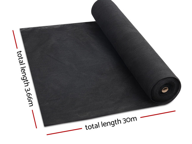 Instahut 30% Shade Cloth 3.66x30m Shadecloth Wide Heavy Duty Black