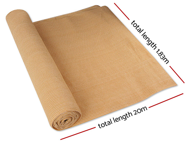 Instahut 70% Shade Cloth 1.83x20m Shadecloth Sail Heavy Duty Beige