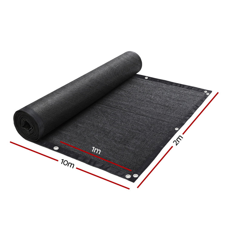 Instahut Shade Cloth Sun Shade Fabric Patio UV Resistant Black 10x2m