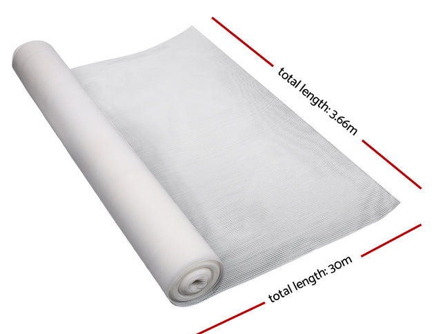 Instahut 90% Shade Cloth 3.66x30m Shadecloth Wide Heavy Duty White