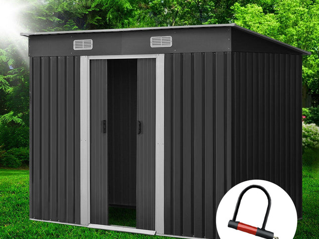 Giantz Garden Shed 2.38x1.31M Sheds Outdoor Storage Tool Metal Workshop Shelter Sliding Door