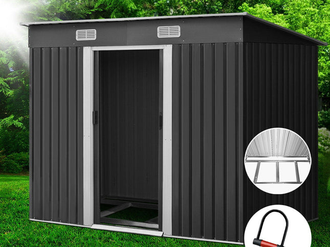 Giantz Garden Shed 2.38x1.31M w/Metal Base Sheds Outdoor Storage Tool Workshop Sliding Door