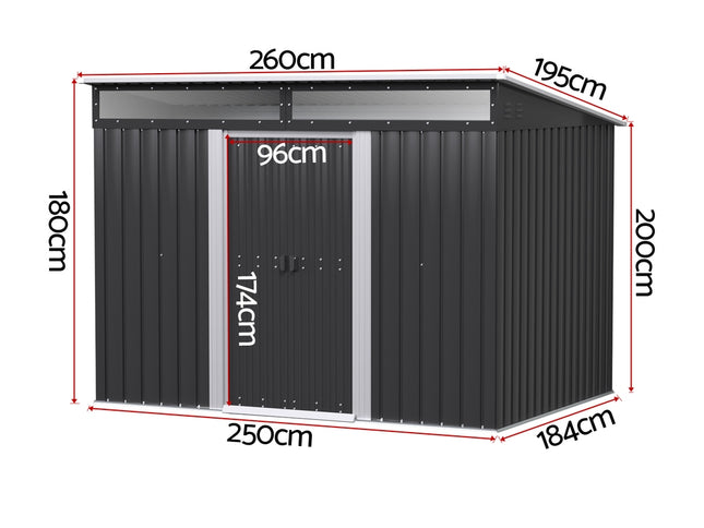Giantz Garden Shed Outdoor Storage 2.60x1.95M Tool Sheds Workshop House Shelter