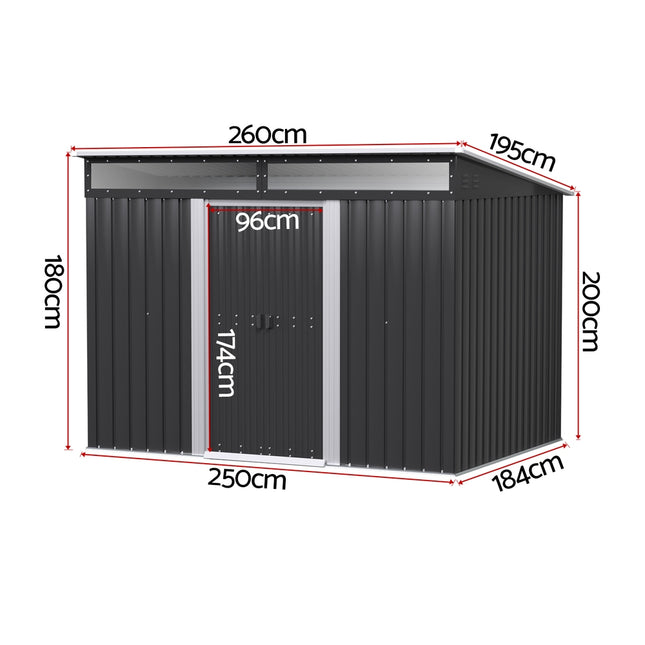 Giantz Garden Shed Outdoor Storage 2.60x1.95M Tool Sheds Workshop House Shelter
