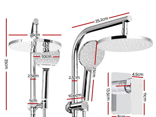Cefito 9'' Rain Shower Head Set Handheld Round High Pressure Mixer Tap Chrome