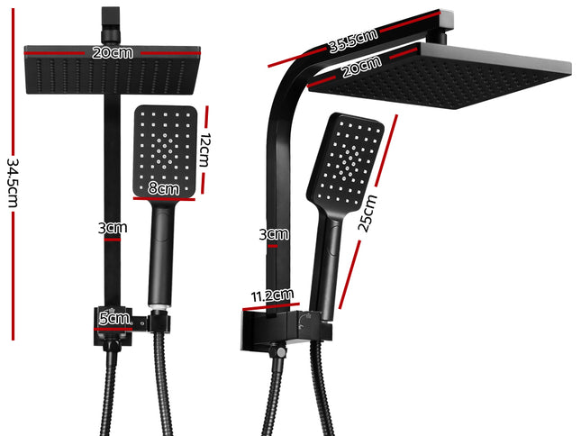Cefito 8'' Rain Shower Head Set Handheld Square High Pressure Black