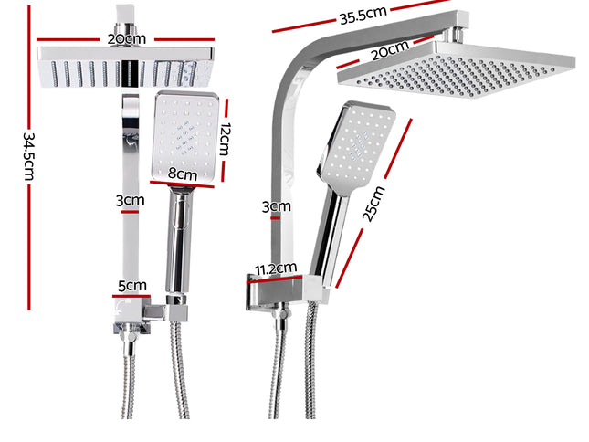 Cefito 8'' Rain Shower Head Set Handheld Square High Pressure Chrome
