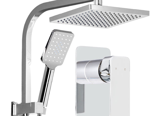 Cefito 8'' Rain Shower Head Set Handheld Square High Pressure Mixer Tap Chrome