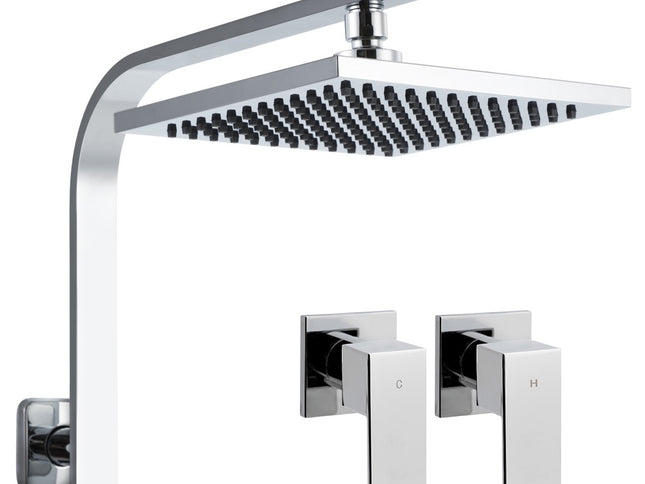 Cefito 8'' Rain Shower Head Wall Arm Square High Pressure Twins Tap Chrome