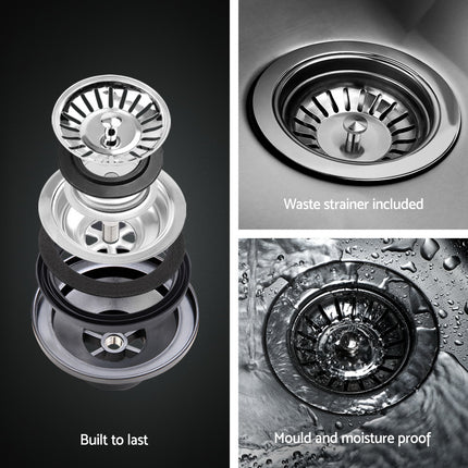 Cefito Kitchen Sink 61X43CM Stainless Steel Basin Single Bowl Black Drain Basket