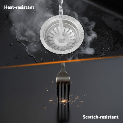 Cefito Kitchen Sink 38x38cm Granite Stone Sink Single Bowl Black