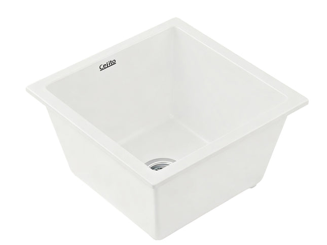 Cefito Kitchen Sink 38x38cm Granite Stone Sink Single Bowl White