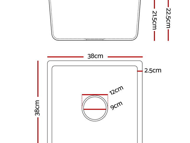 Cefito Kitchen Sink 38x38cm Granite Stone Sink Single Bowl White